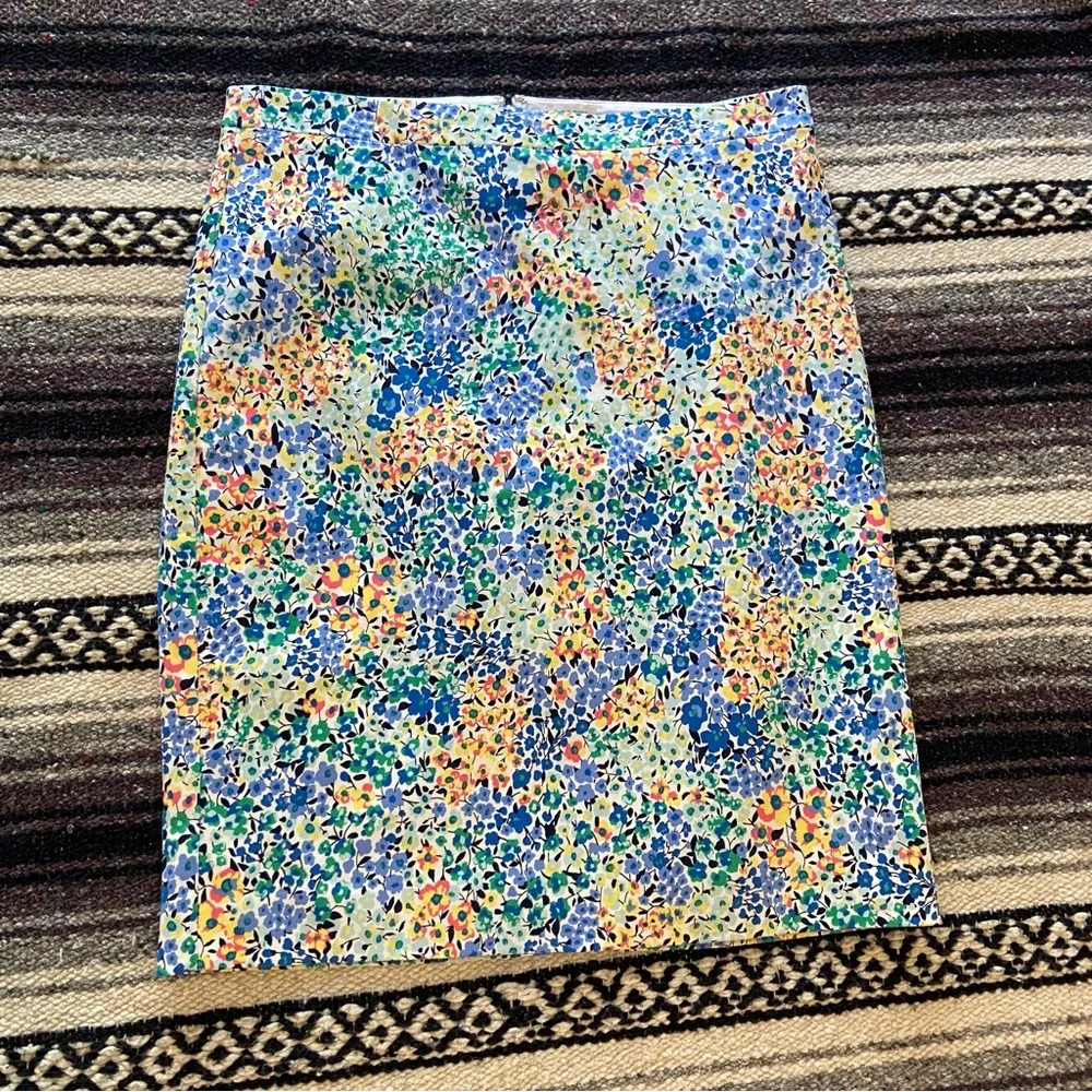 NWT New J. Crew Spring Floral Colorful Print Mini Midi Pencil Wiggle Skirt Sz 8